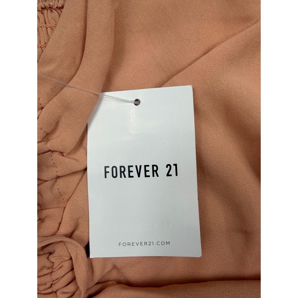 Forever 21 Blouse Small Peach Seashell Center Cinch Peasant Sleeve Cottagecore - Picture 6 of 11